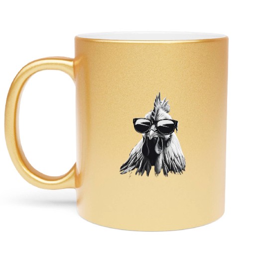 Cool Sunglasses Rooster Funny Farm Animal Lovers Metallic Mugs