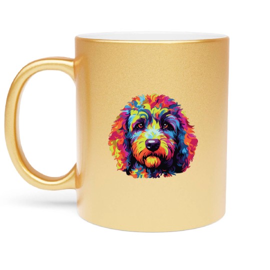 Watercolor Colorful Labradoodle Metallic Mugs