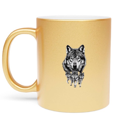 Wolf Metallic Mugs, Wolf Lover Metallic Mugs, Wolf Moon Metallic Mugs, Wol