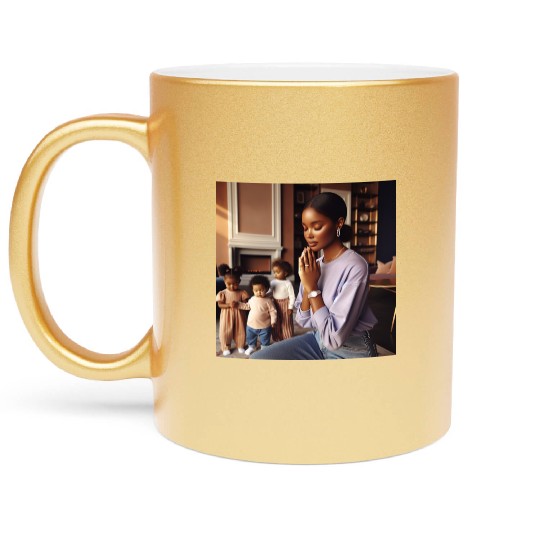 Caramel-skinned African American Woman Metallic Mugs
