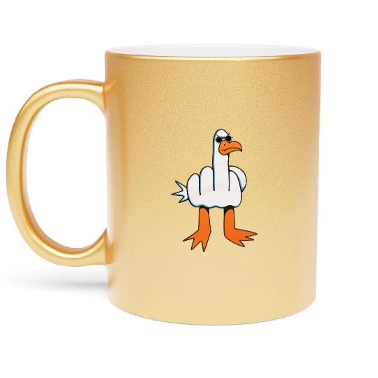 Rude Seagull Design Unis Funny Rude Seagulls Gift Metallic Mugs