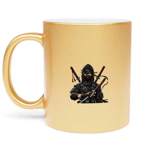 Stealth Assassin with Dual Katana Metallic Mugs