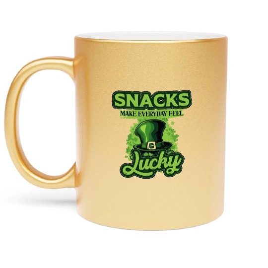 Snacks Make Everyday Feel Lucky St Patricks Day Metallic Mugs