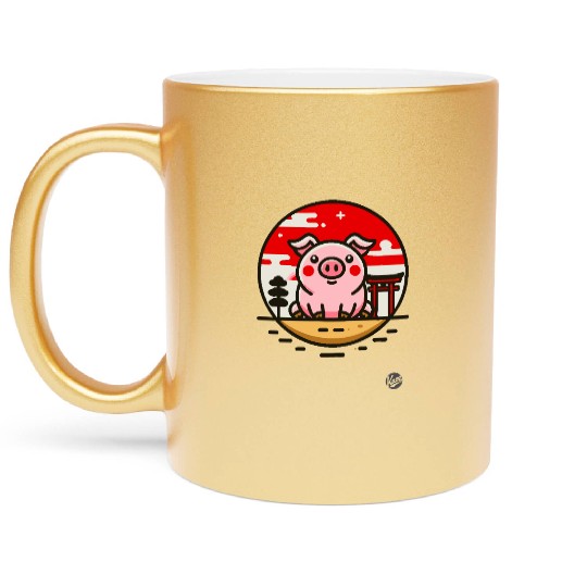 Pig in Japan - Cultural Adventure Metallic Mugs