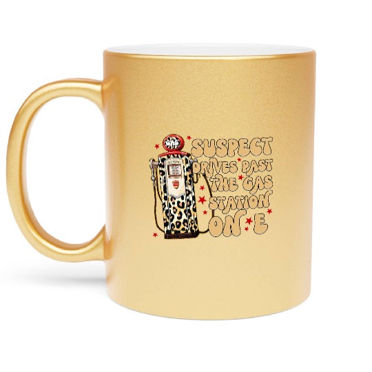 Funny Gas Station Leopard Print Design Metallic Mugs