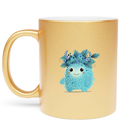 Cute Blueberry Monster - Fruity and Playful Metallic Mugs