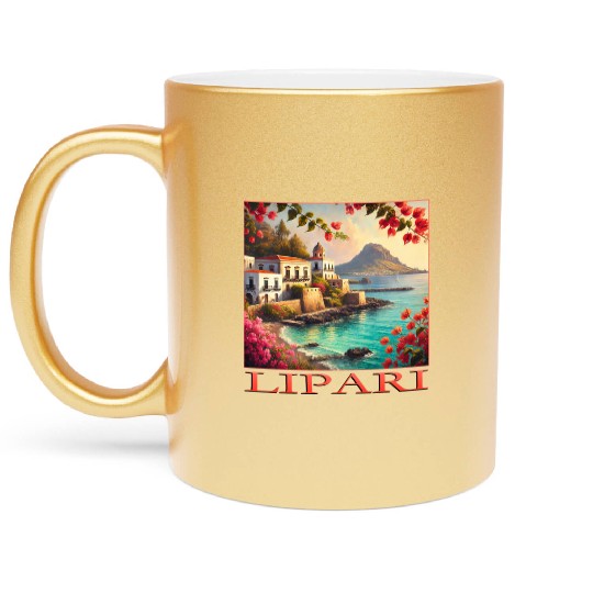 Lipari Volcano Mediterranean Terracotta Vacation Metallic Mugs