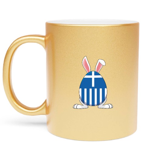Rabbit Bunny Greece Flag Greek Flag Metallic Mugs
