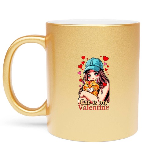 My Cat is My Valentine Metallic Mugs