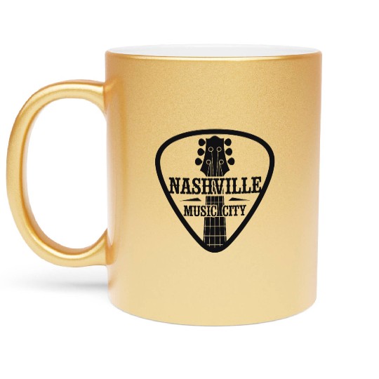 Nashville Music City Guitar Pick Metallic Mugs