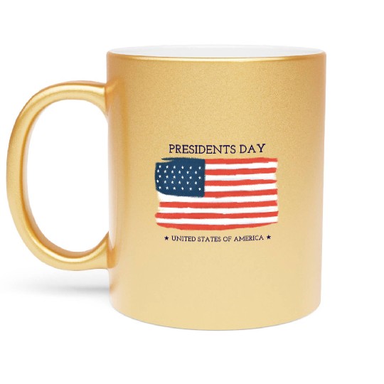 US flag.Presidents Day Metallic Mugs