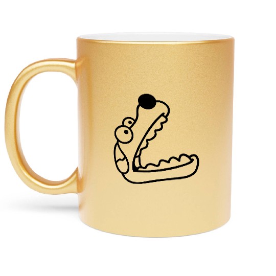 Dog Big Mouth Snout Hunger Looks Up Greedy Eating Metallic Mugs