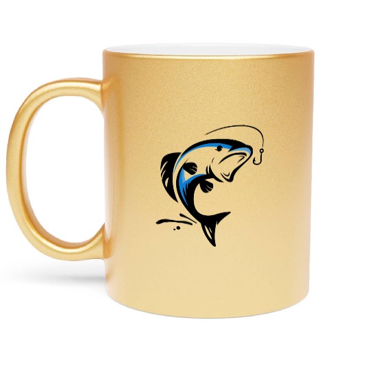 modern fish design Metallic Mugs