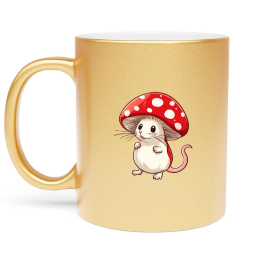 Mushroom Mouse Funny Animal And Mushroom Metallic Mugs
