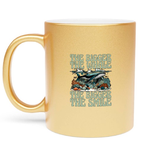 Whale Watching The Bigger The Whale Sea Creatures Metallic Mugs