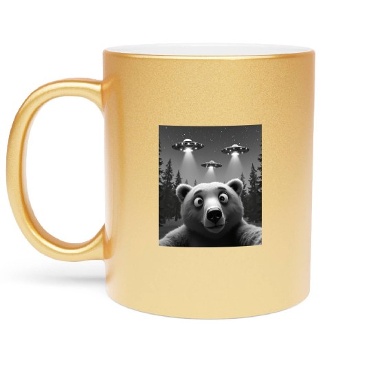 UFO Funny Bear Metallic Mugs