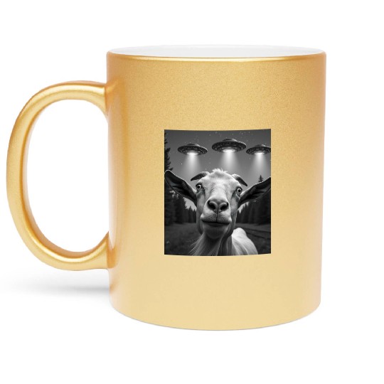 UFO Funny Goat Metallic Mugs