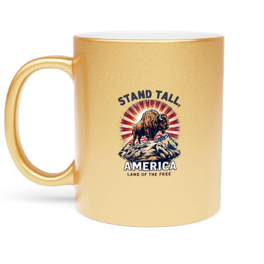 Stand Tall America Land Of The Free Buffalo Metallic Mugs