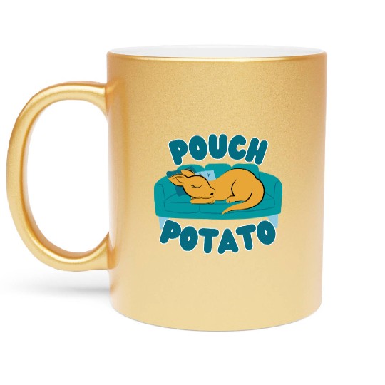 Pouch Potato Funny Cute Sleepy Kangaroo Metallic Mugs
