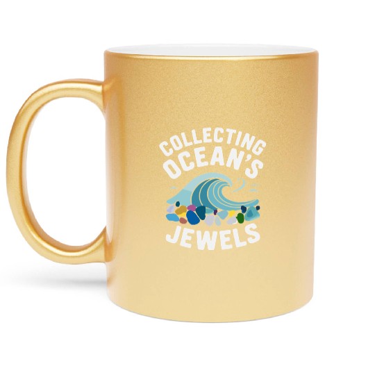 Sea Glass Hunters Collecting Ocean Treasures Metallic Mugs