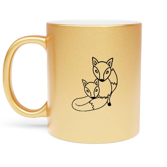 2 Foxes Friends Red Fox Two Wild Animals Team Crew Metallic Mugs
