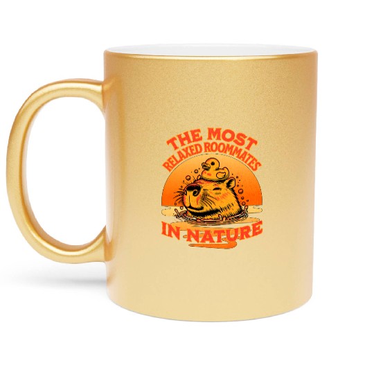 Capybara The Most Relaxed Roommates In Nature Metallic Mugs