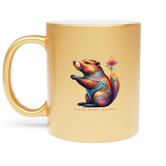 Virgo Spirit Animal Beaver Alebrije Female Metallic Mugs