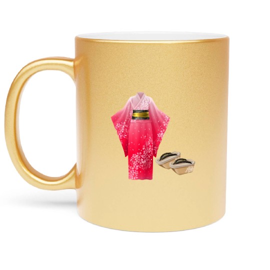 Elegant Japanese Kimono Metallic Mugs