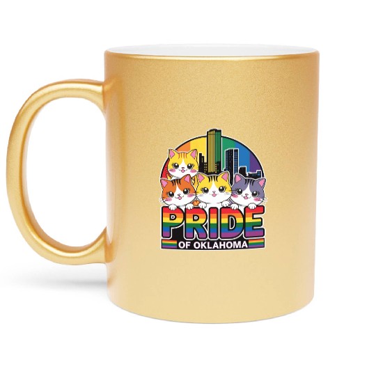Pride of Oklahoma City USA Rainbow Flag Metallic Mugs
