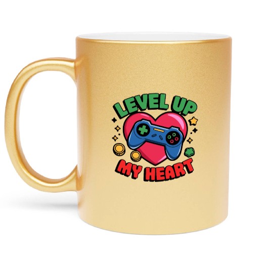 Level Up My Heart - Gaming Valentine's Design Metallic Mugs
