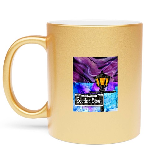 Purple Bourbon Street Lamp Post Metallic Mugs