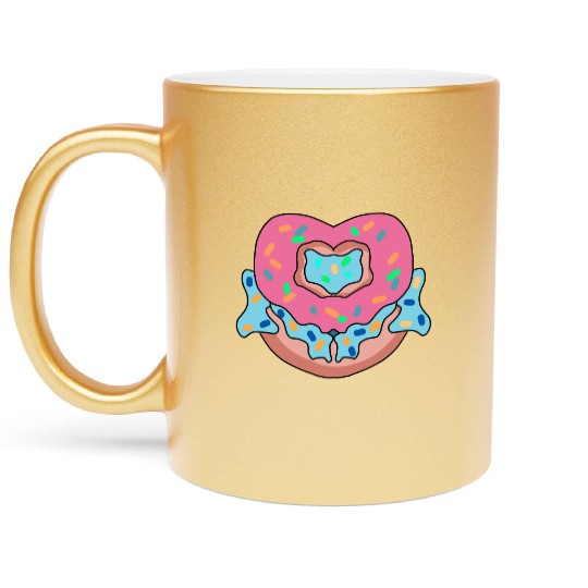 Minimalist Cute Heart Donut | Love Metallic Mugs