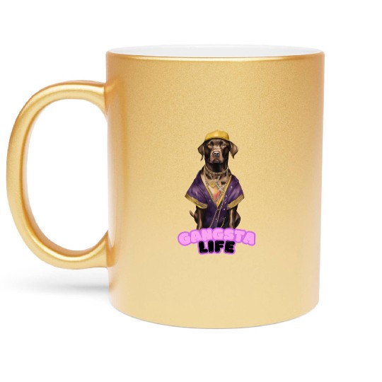 Gangsta Life Chocolate Labrador Metallic Mugs