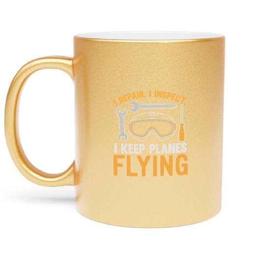 Aircraft Technician Avionics Maintenance Airport Metallic Mugs