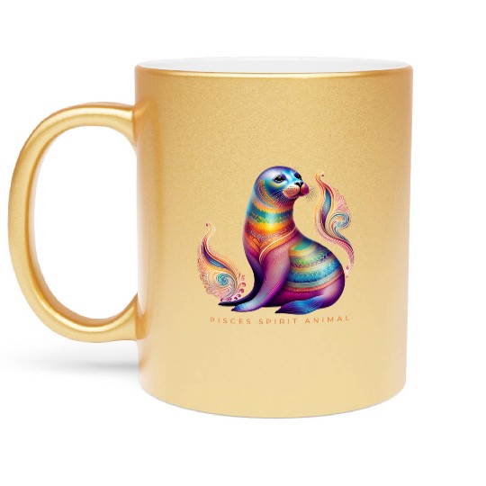 Pisces Spirit Animal Seal Alebrije Female Metallic Mugs