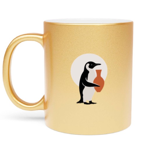 Penguin Embrace Pottery Magic Scene Metallic Mugs