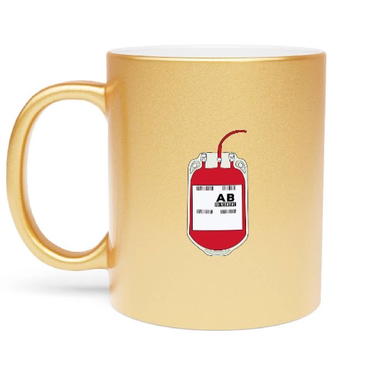 AB Negative Blood Bag Metallic Mugs