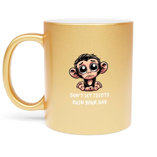 Sad monkey emotional loyal chimpanzee Metallic Mugs