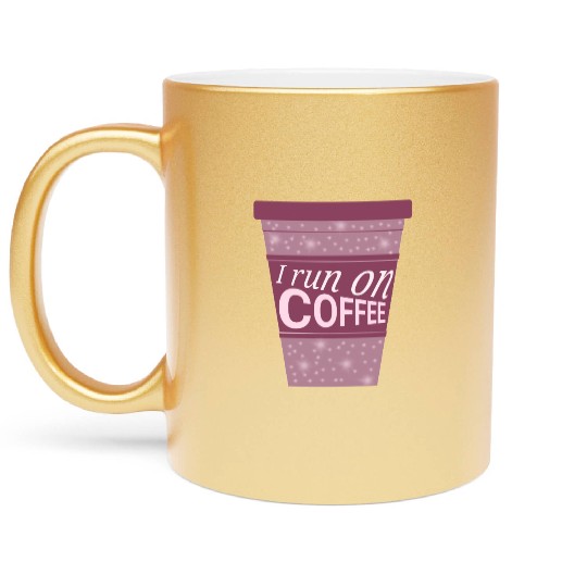 I run on coffee pink tumbler mug sticker with star Metallic Mugs