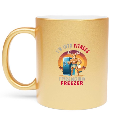Retro I'm Into Fitness Deer Freezer Funny Hunter Metallic Mugs