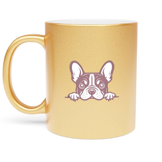 French Bulldog Frenchie Sweet Face Pink Metallic Mugs