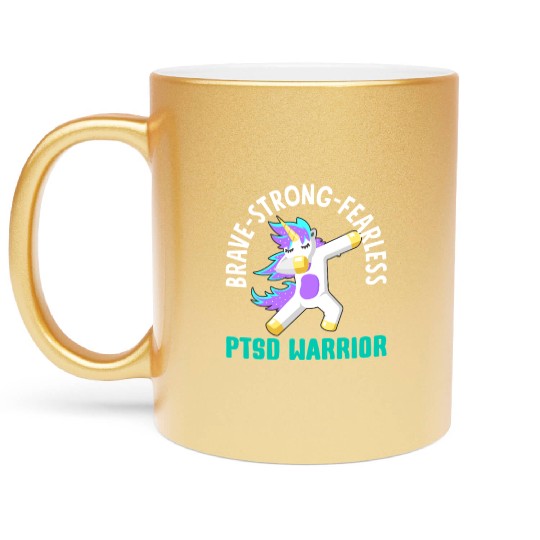 Brave Strong Fearless PTSD Awareness Metallic Mugs