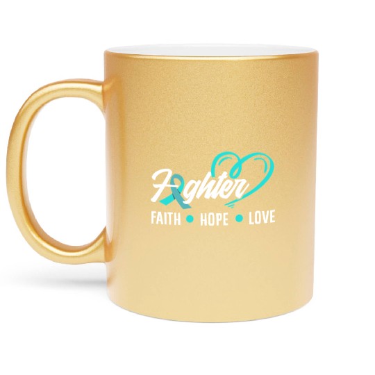 PTSD Awareness Faith Hope Love Fighter Metallic Mugs
