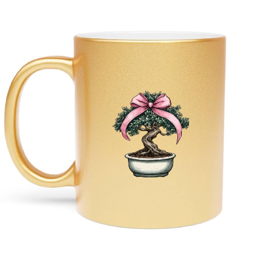 Coquette Bow Bonsai Japanese Zen Mothers Day Metallic Mugs