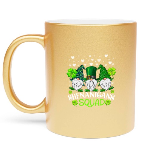 Shenanigans Squad St Patricks Day Gnomes Irish Metallic Mugs