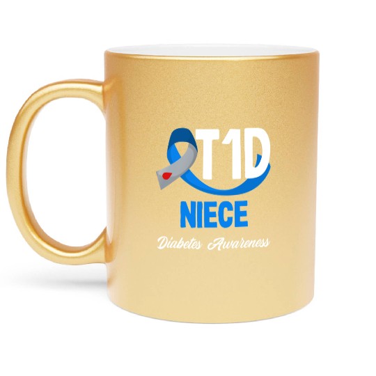 T1D Niece Diabetes Type 1 Awareness Metallic Mugs