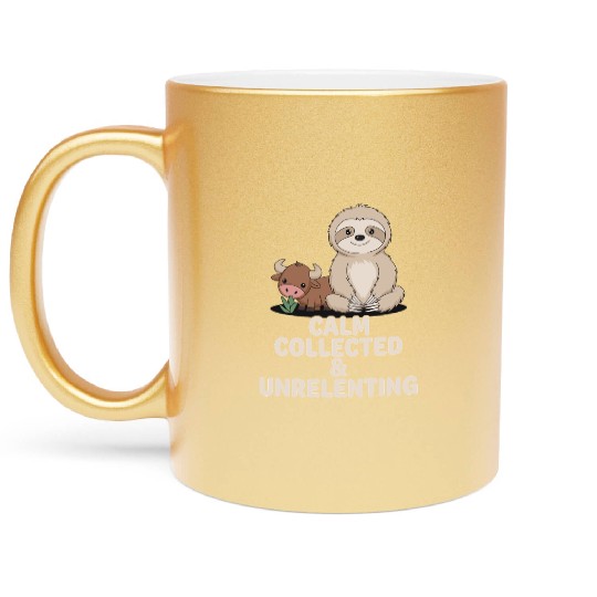Taurus Zodiac Sloth Calm Collected & Unrelenting Metallic Mugs
