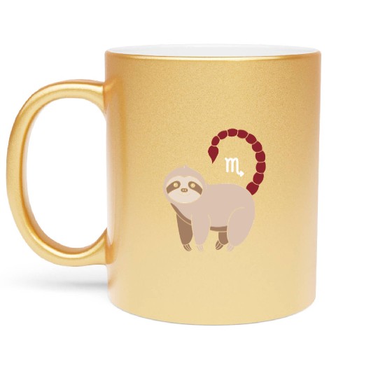 Scorpio Zodiac Sloth with Scorpio Sign Tail Metallic Mugs