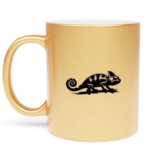 Small Chameleon Dragon With Curled Tail Metallic Mugs
