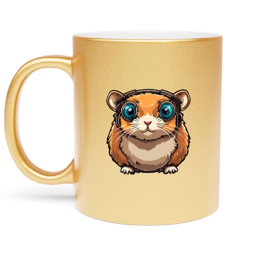 Cyborg Hamster Metallic Mugs
